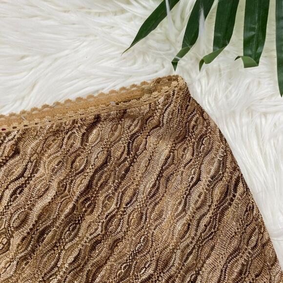 Vintage Y2K 2000s Xhilaration Neutral Brown Tan Side Slit Knit Skirt Medium - Picture 3 of 7